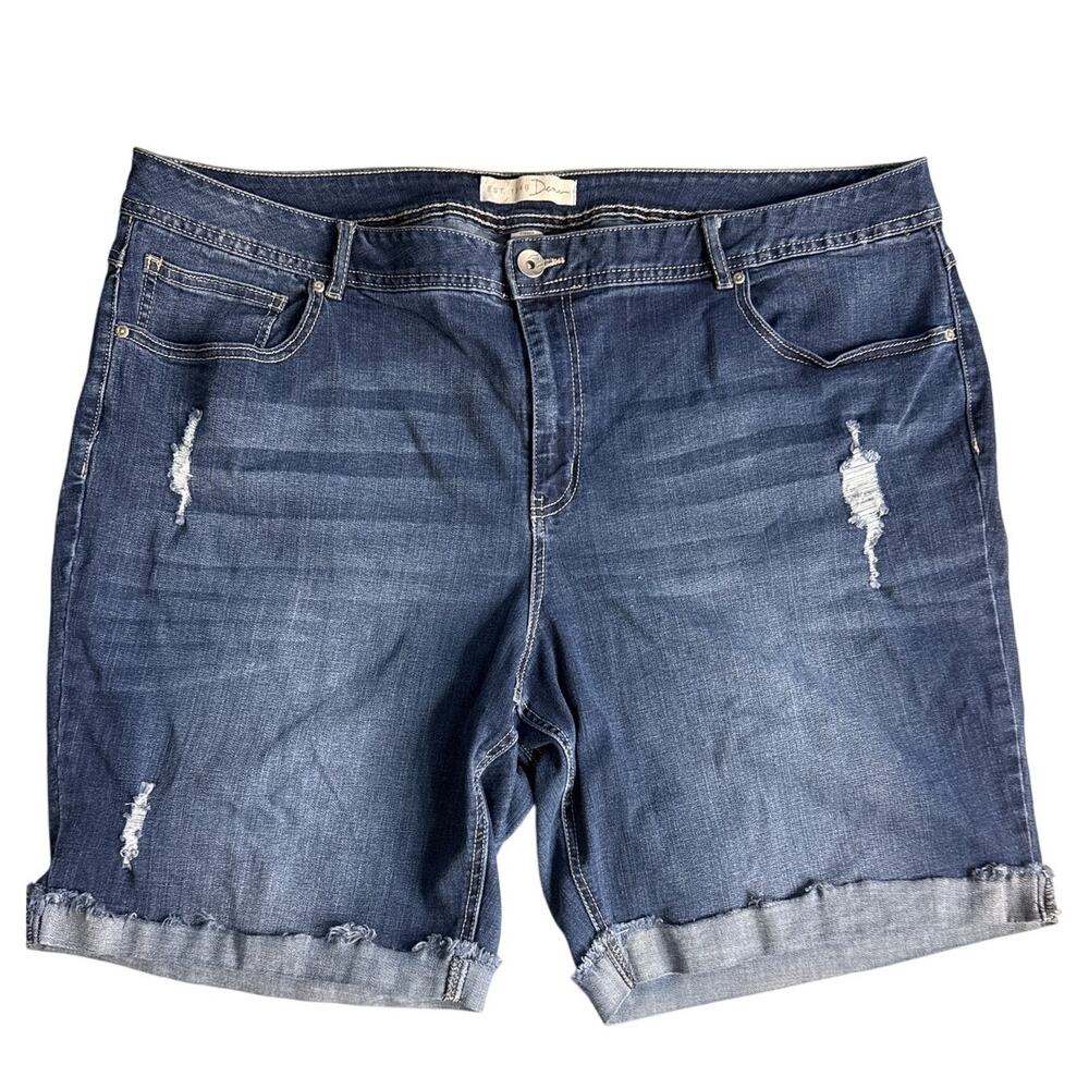 CATO Distressed Denim Shorts Size 24W in Blue